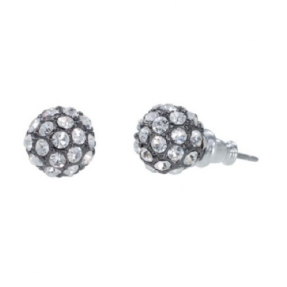 Stella & Dot | Glimmering Rhinestone Soirée Silver Pave+Hematite Stud Earring - Picture 3 of 9